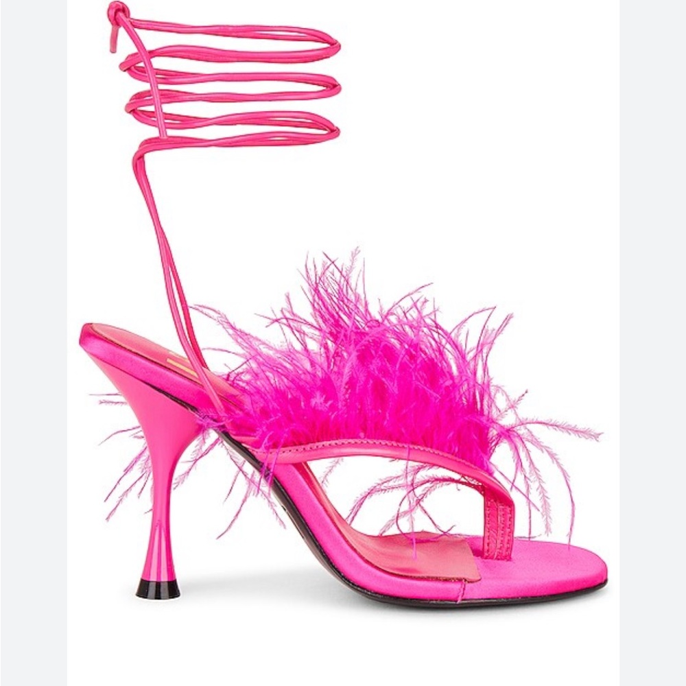 LPA Loretta NEW Sandal Pink Feathered High-Heel Sandals